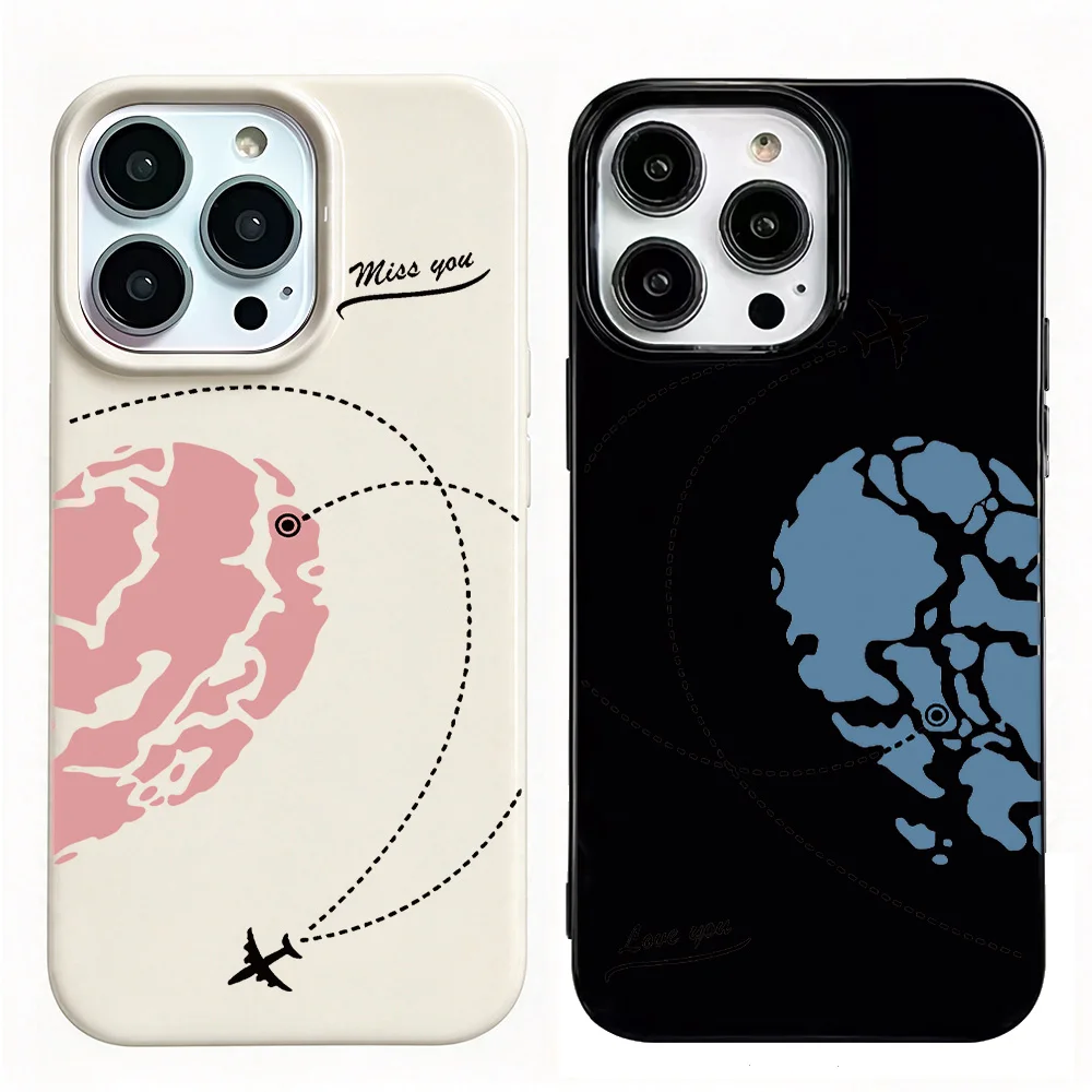 World Map Flight Simple Matte Case For Iphone 18 14 Pro Max 15 Air 16 Plus 13 12 11 Soft Cover Shell Case Funda Bumber Coque