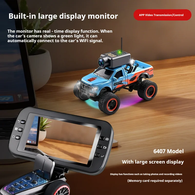 WLtoys 6407 Rc Monster Truck 1:64 Mini Full Proportional Off Road Fpv Hd Camera Wifi App Control With Display Screen Car Model