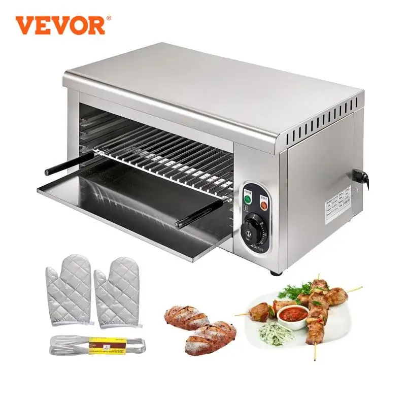 VEVOR Electric Salamander Oven 2KW Adjustable Grid Kitchen Appliance Stainless Steel  Broiler for Pizza Roast Chicken Commercial