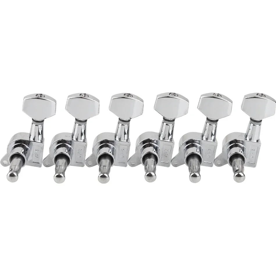 Gearlly 6Pcs/Set Electric Guitar Machine Heads Guitar Tuning Keys Strings Tuners Pegs Silver Color Chrome Small Button