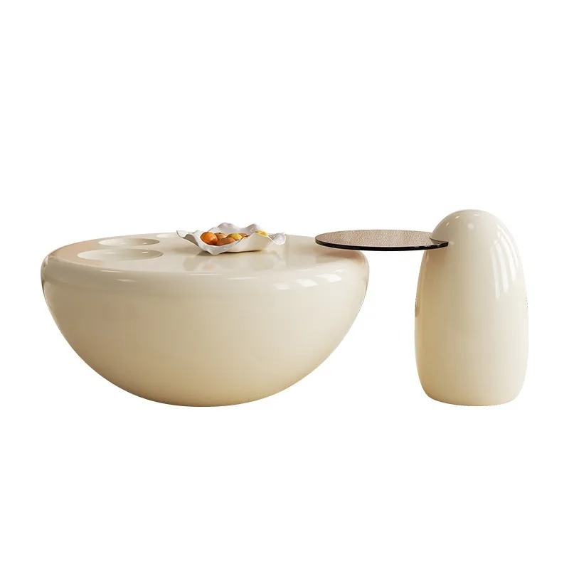 

special cream wind round, living room household small apartment modern coffee table size round coffee table