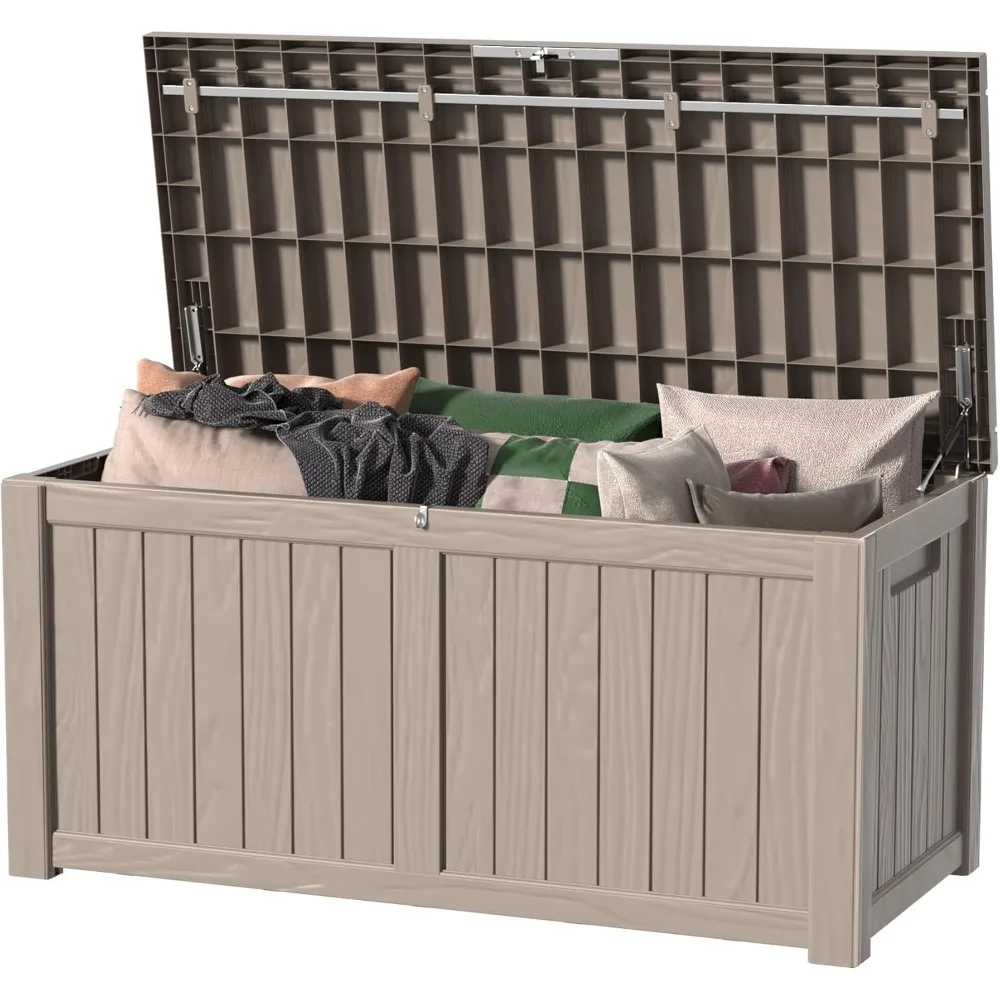 150 Gallon Lockable Outdoor Storage Box for Patio Furniture, Garden, and Tools