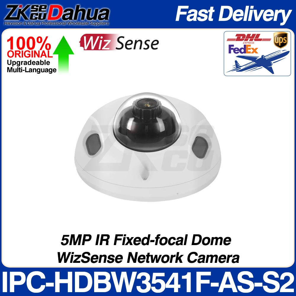 

Dahua Original IPC-HDBW3541F-AS-S2 5MP IR Dome WizSense POE IP Network Camera IVS AI SSA Quick Pick Smart Search SD Mic IK10