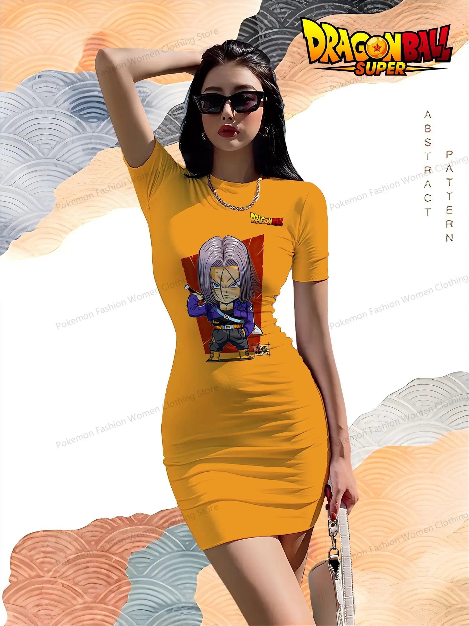 Dragon Ball Kakarotto Women's Short Sleeved Hip Dresses Y2k 2024 Spicy Girl Dress Boho O Neck S-3XL Youthful Woman Clothes New