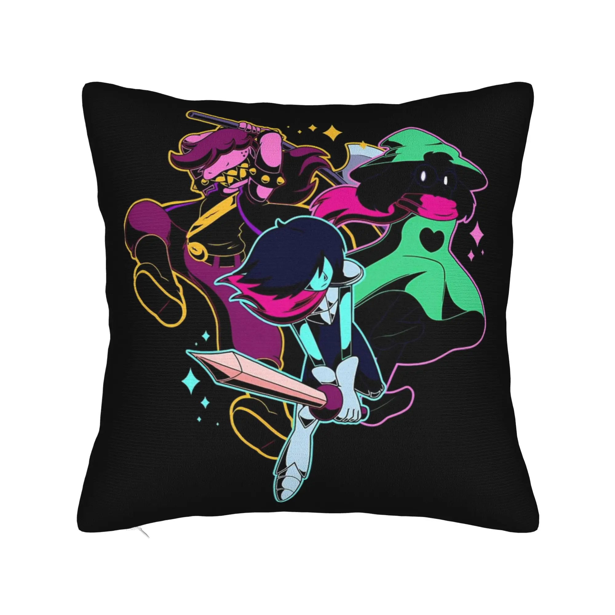 Deltarunes Kris Ralsei Susie Pillowcase Double-sided Printing Cushion Cover Decoration  Throw Pillow Case Cover Home Square