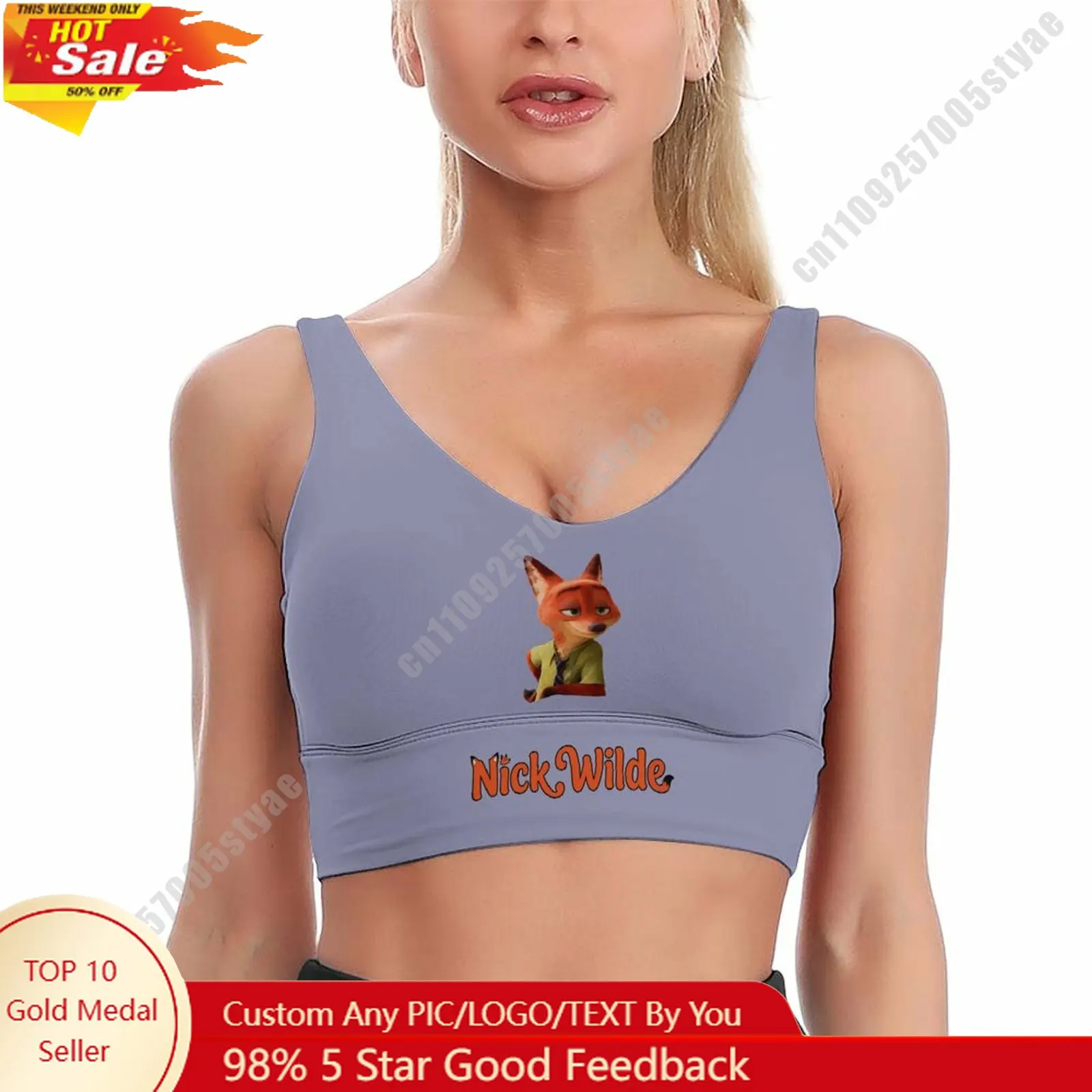 

Nick Wilde Sports Bra Disney Character Custom Breathable Underwear Running Fitness Push Up Bra Fresh Fashionable Gifts