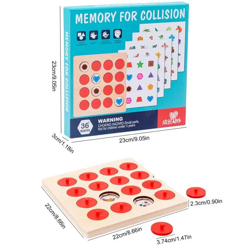 Jogo de xadrez de memória de madeira jogo de correspondência de memória com 10 cartas imagens de memória correspondência cérebro teasers brinquedos montessori para meninos meninas