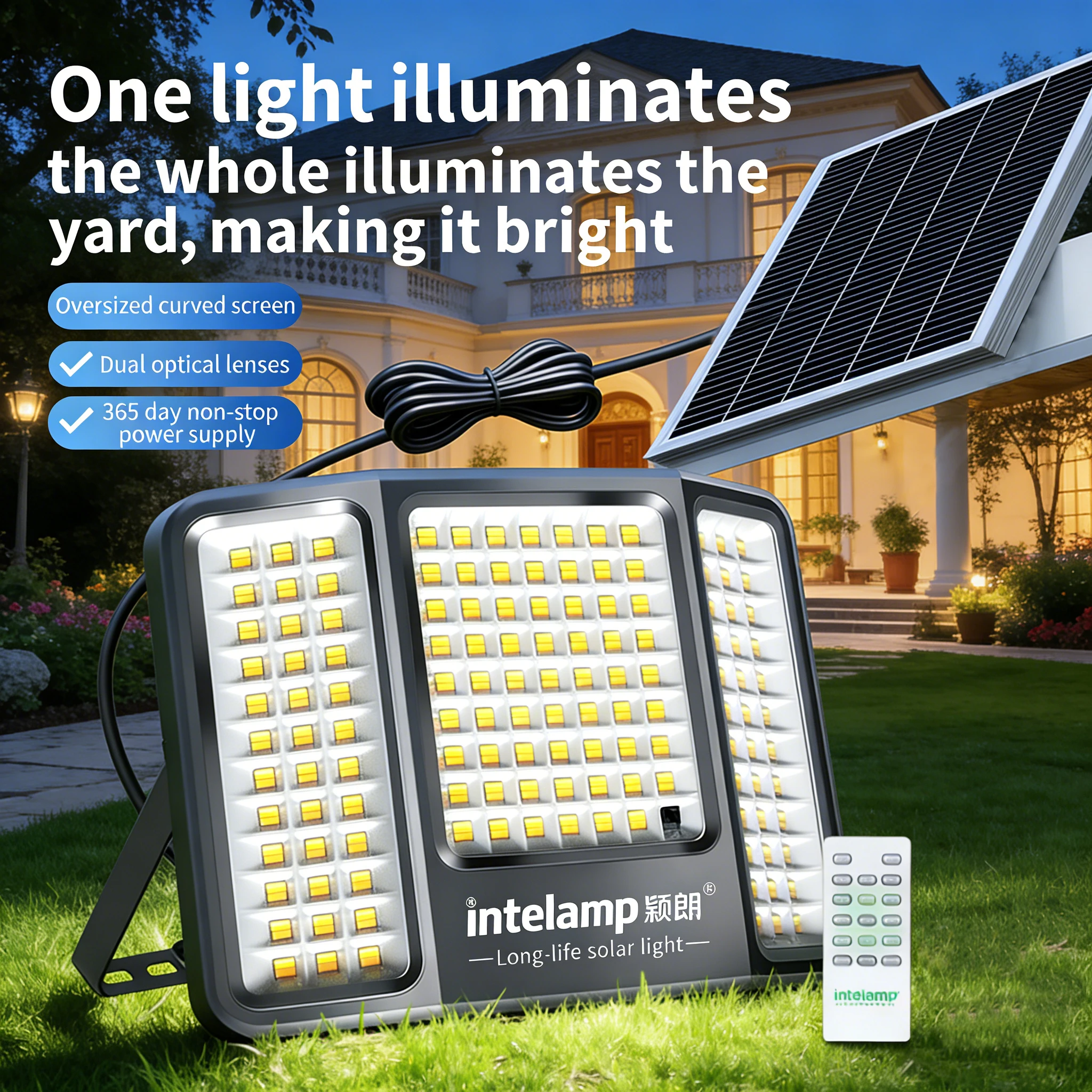 

2026 Solar Lights Outdoor with 3 Colors Modes Super Bright Wall Lamp IP65 Waterproof Street Light for Garden Yard Path Garage