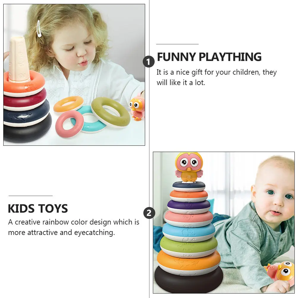 

1Set Rainbow Ring Stacking Tower Premium Eco Friendly Plastic Educational Plaything for Kids Hand Eye Coordination Logical