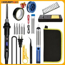 New Electric Soldering Iron 60W Adjustable Temperature Replaceable Soldering Iron Head Soldering Iron Pen Welding Kit