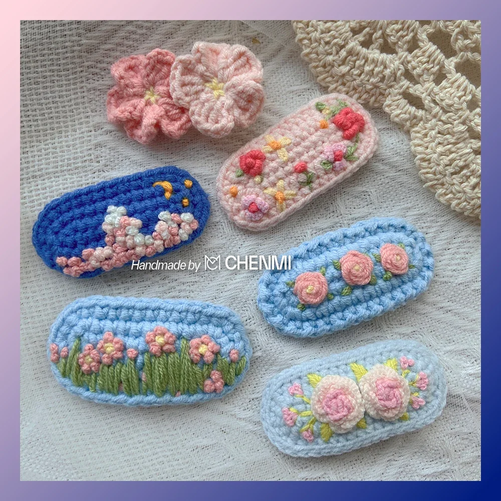 1 Pcs New Handmade Embroidery Knitting Wool Hairpin BB Barrettes for Women Kids Snap Hairgrips Baby Hair Accessories