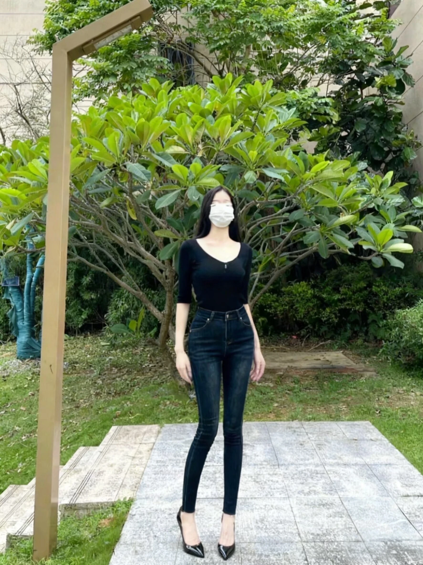 

High Waist Slim Fit Jeans Women's High Waist Cotton Stretch Denim Bootcut Pants Butt Lifting Elastic Waed Nine Points