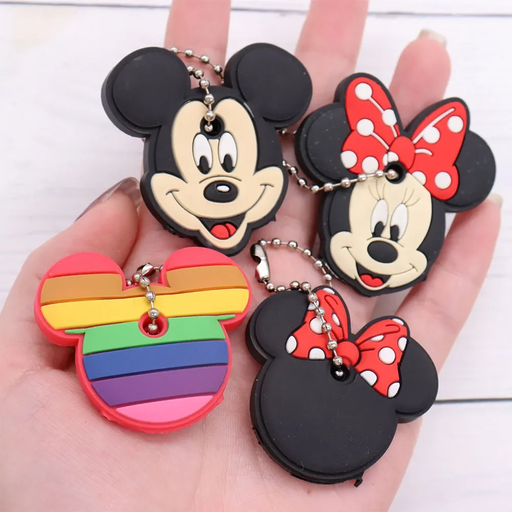 1pcs Cartoon Mickey Minnie Avengers Disney Key Cover Silicone Key Chains Women Funny Key Holder Caps Kids Party Gift