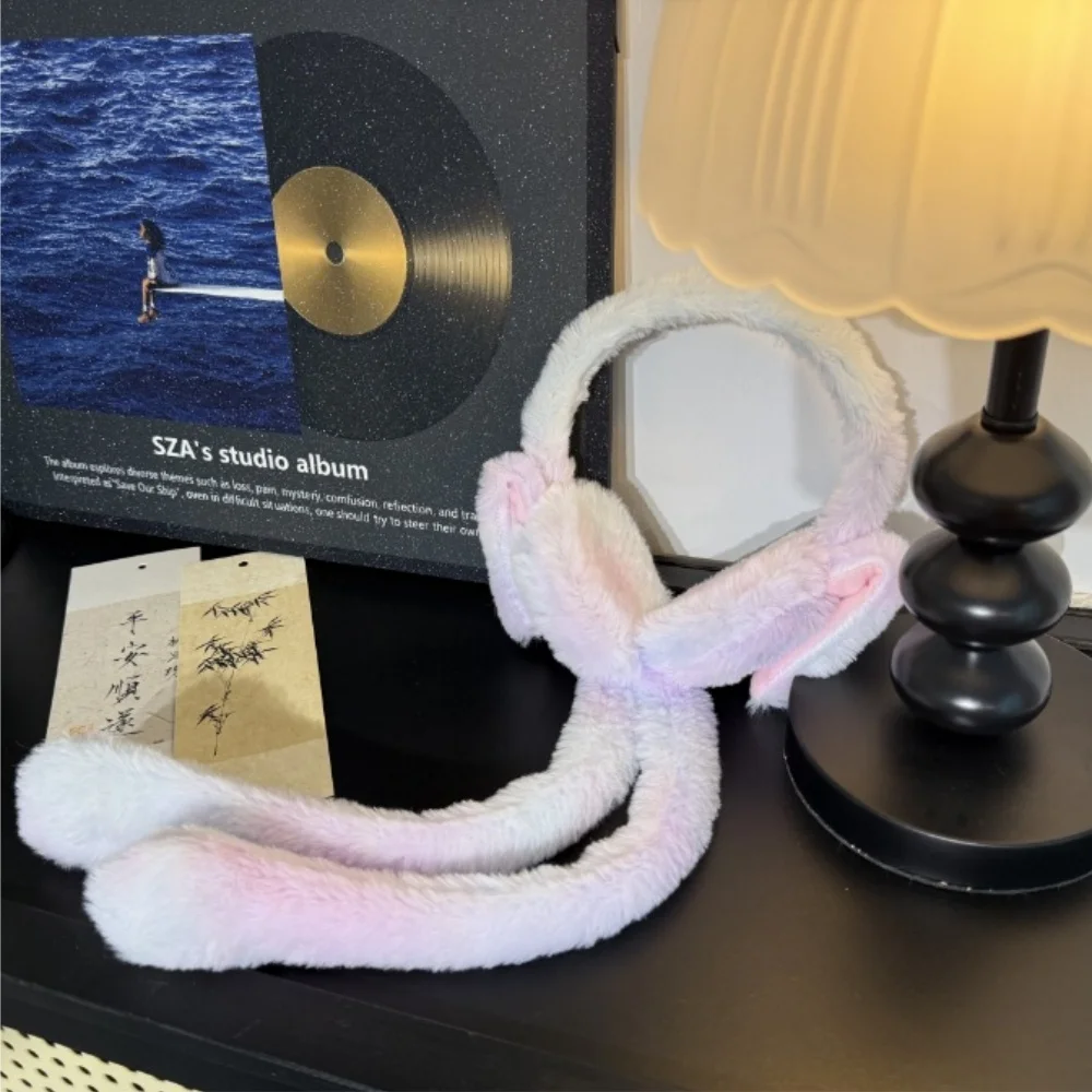 Orejeras de conejo Orejeras de felpa suaves Orejeras lindas Orejas de conejo en movimiento Orejeras para clima frío al aire libre