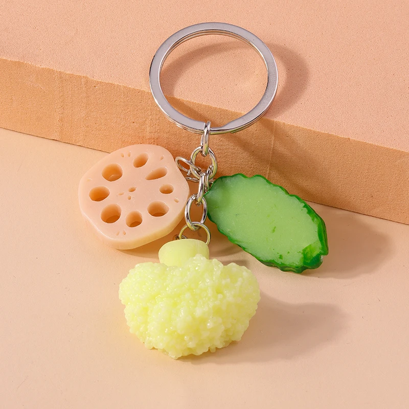 Cute Resin Simulated Vegetable Keychain Fruit Food Key Ring Pendant for Women Girls Handbag Pendants DIY Handmade Jewelry Gifts