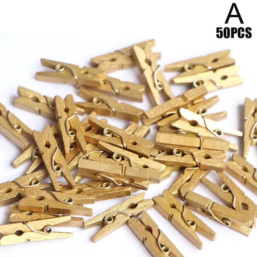 50PCS Mini Photo Clips Clothes Pin DIY Wedding Party Wooden Clip Clips Pegs 25mm Natural Wooden Clips