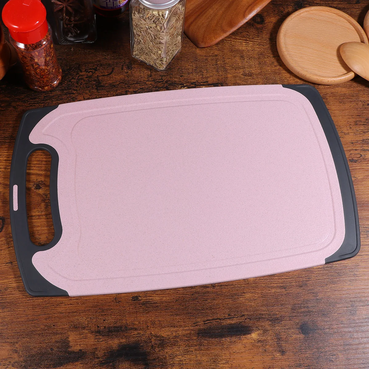 

1 pc Anti-Bacterial Mold-Resistant Thickened Plastic Cutting Board With Juice Groove For Fruit Vegetable Meat Prep Hangable