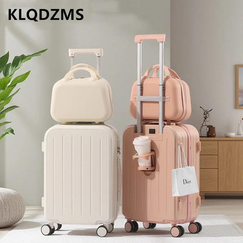 KLQDZMS Luggage Travel Bag Set 20 Inches Trolley Case ABS + PC Boarding Box Women's Password Box Student Rolling Suitcase