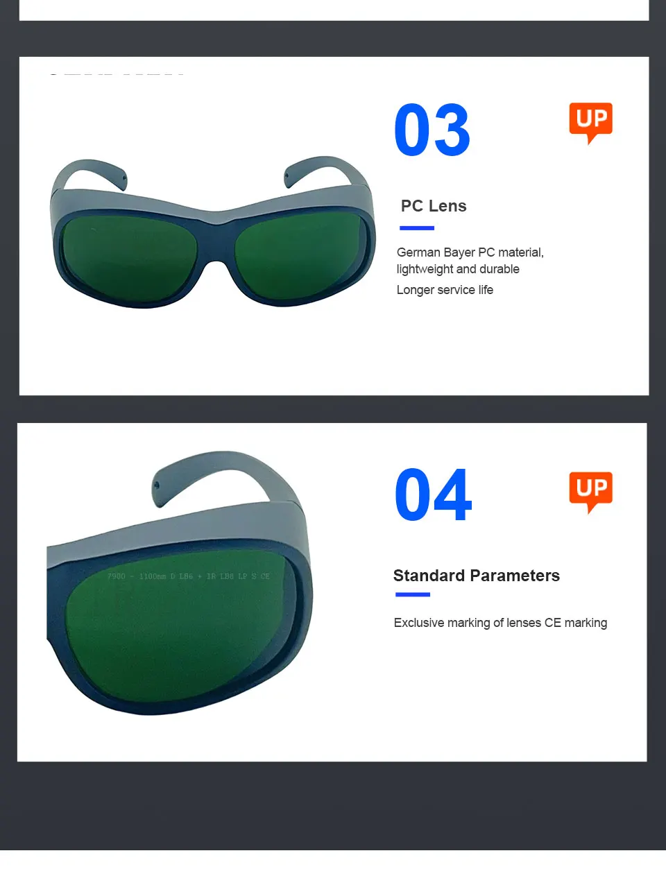 LaserPair OD8+ DIN4 Laserschutzbrille 900–1100 nm – hoher Schutz für Faserlaser und Handlaserschweißen – Detail 10