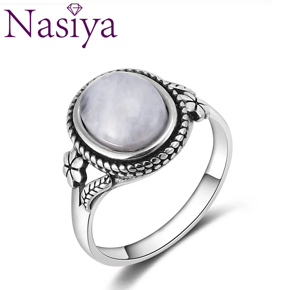 

S925 Silver Fashion Jewelry Femme Natural Moonstone Personalized Rings for Women Bijoux Wedding Jewelry Gift