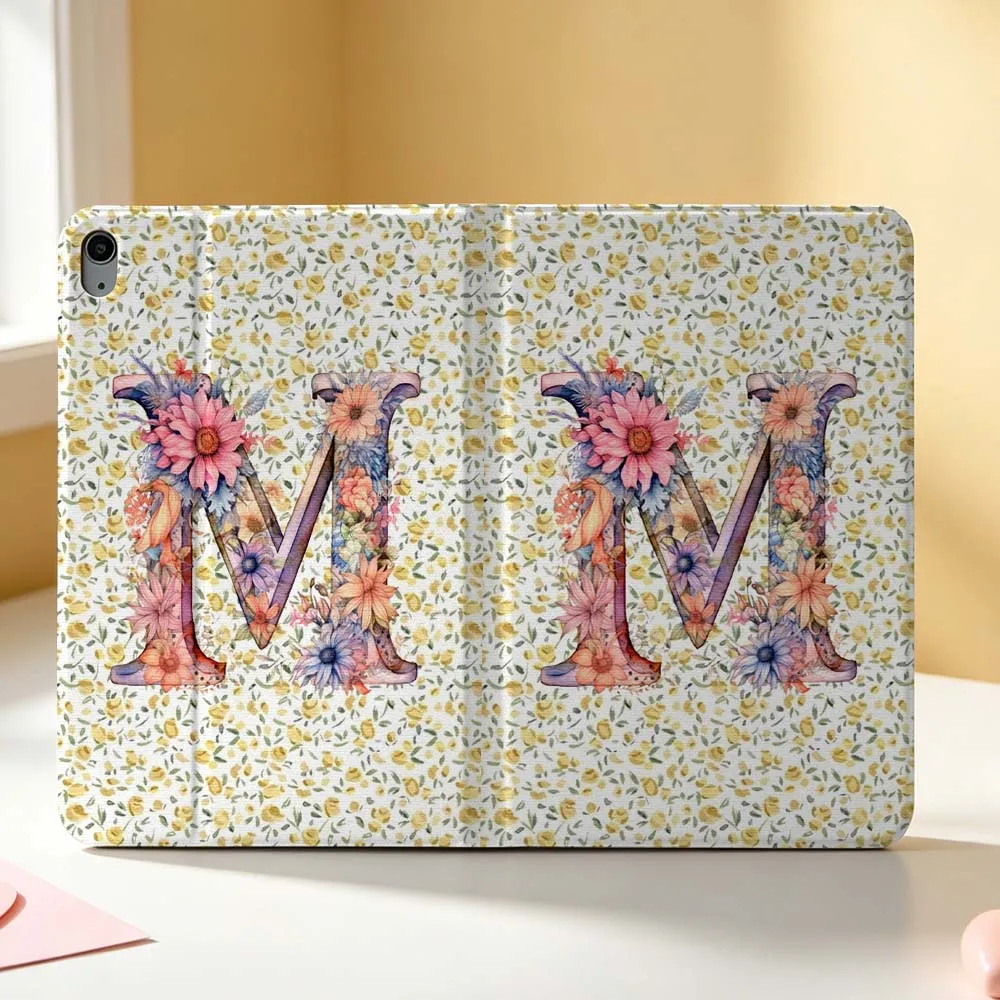 Decorative Letter M Pen Tray For Apple iPad Pro Mini A16 A17 A14 4 5 6 7 6th 12th Gen 9.7 12.9 11 13 M4 inch Tablet Case