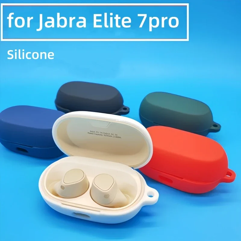 for Jabra Elite 7 Pro Case headset Liquid Silicone Protective Cover Soft Shell Washable Fall Prevention Earphone With Hooks Case