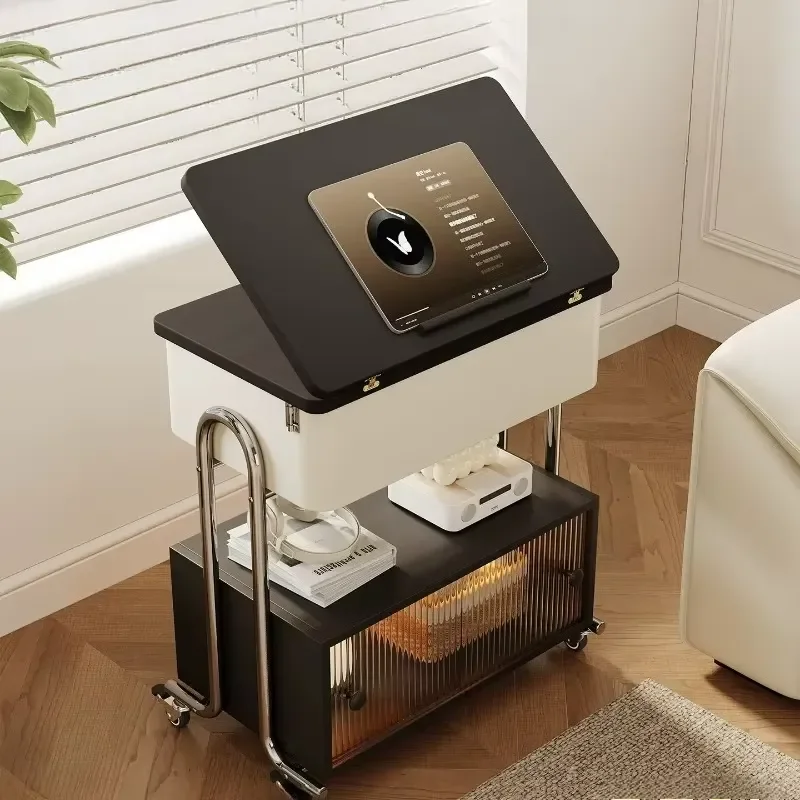 Modern Light Luxury Multifunctional Movable Trolley Side Table for Living Room Home Universal Wheel Kitchen Islands and Carts