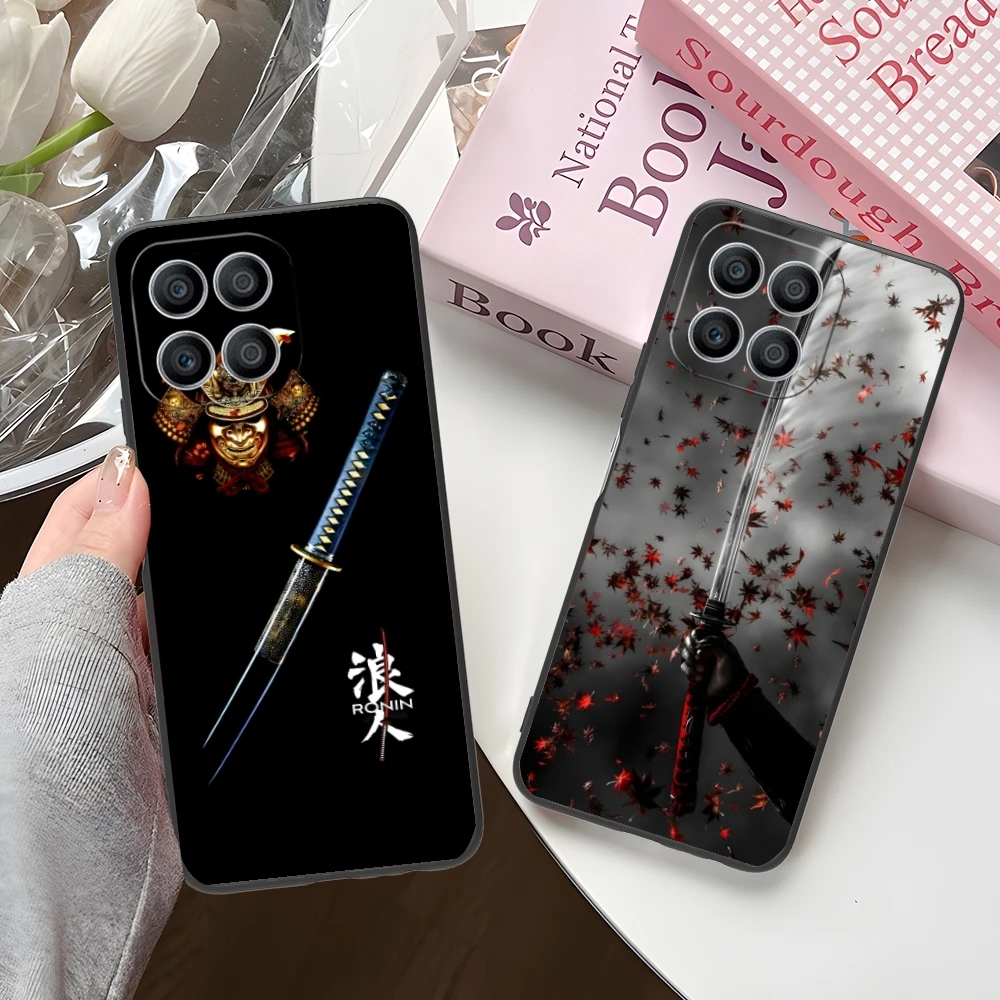 Katana Samurai Ronin Mobile Cell Phone Case for Huawei Honor 90 80 70 60 50 30 20 10 9 8 7 Pro S SE Lite 5G Black Cover Shell