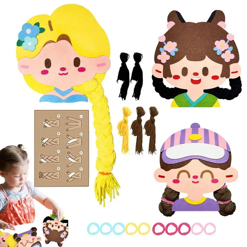 Braid Hair Busy Book Busy Book Hair Braid Teaching Material Sorting Toys Handmade Motor Skill Felt Braiding Toy For Kids