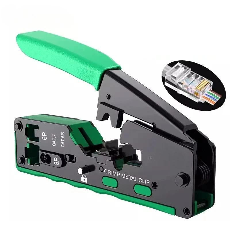 Perforated Network Cable Clamp Professional Crimping Tool for Cat5 Cat6 Cat7 Terminal Jack Universal Broadband Wiring