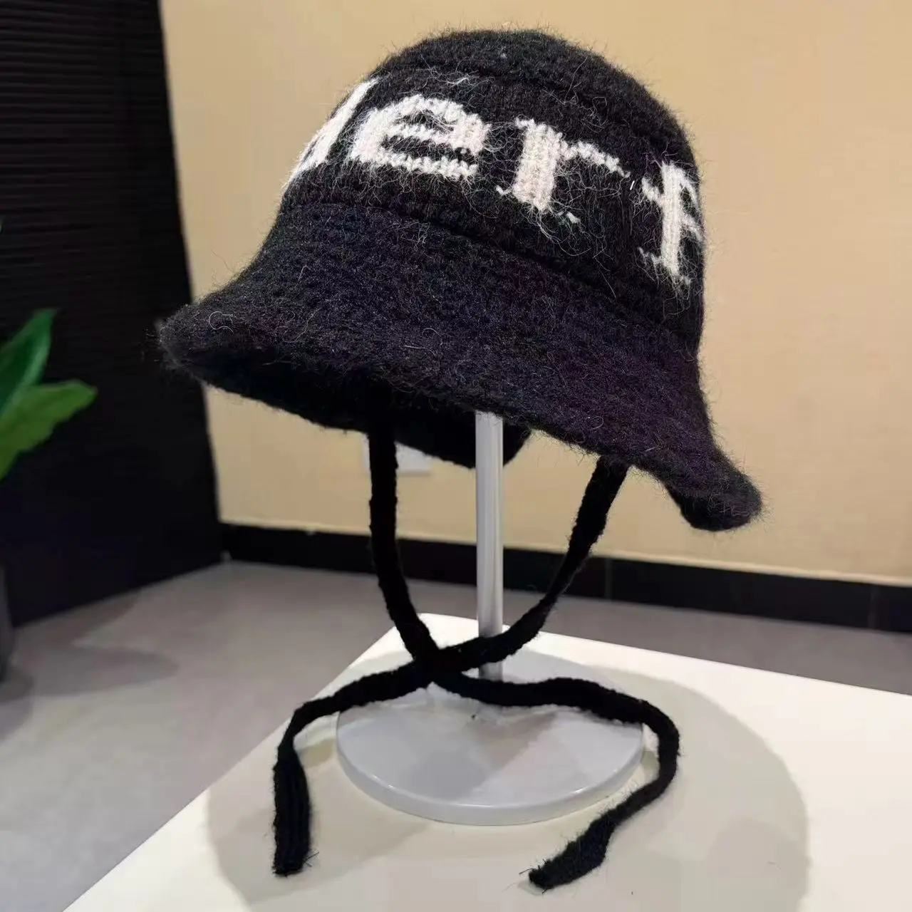 Autumn Winter Knitted Bucket Hat Outdoor Warmer Drawstring Fisherman Cap Gir Sweet Soft Basin Hats Headwears