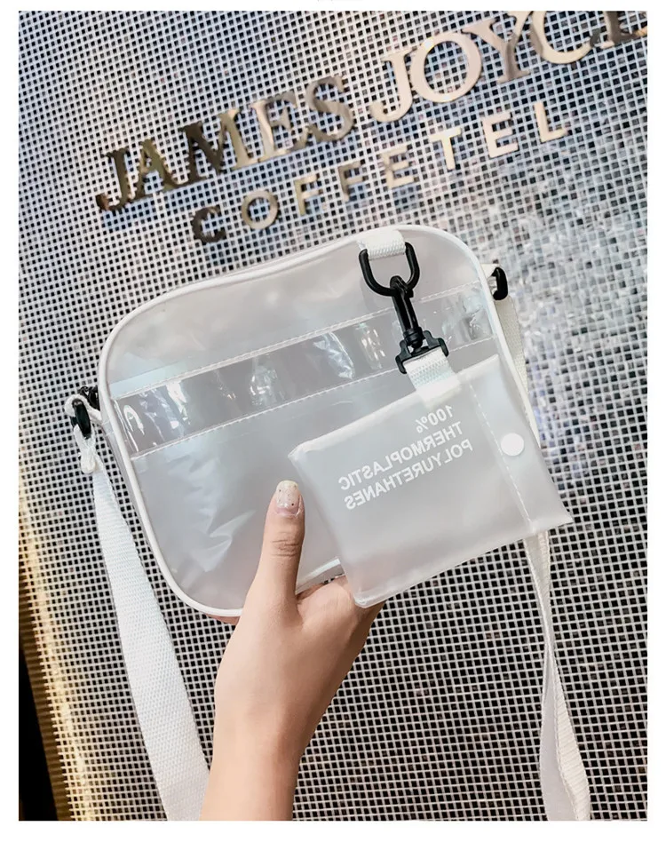 Casual PVC Transparent Tasche Frauen Umhängetaschen Gelee Kleine Telefon Taschen Schulter Tasche Handtasche Karte Halter Transparent Damen Geldbörse – Detail 2