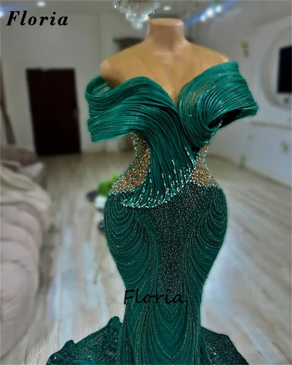 فساتين كوكتيل حورية البحر الخضراء من Aso Ebi فستان سهرة للنساء حسب الطلب