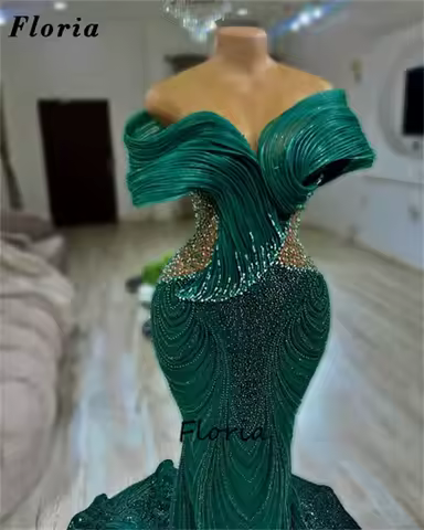 Aso Ebi Green Mermaid Cocktail Dresses Evening Dress For Women Customized