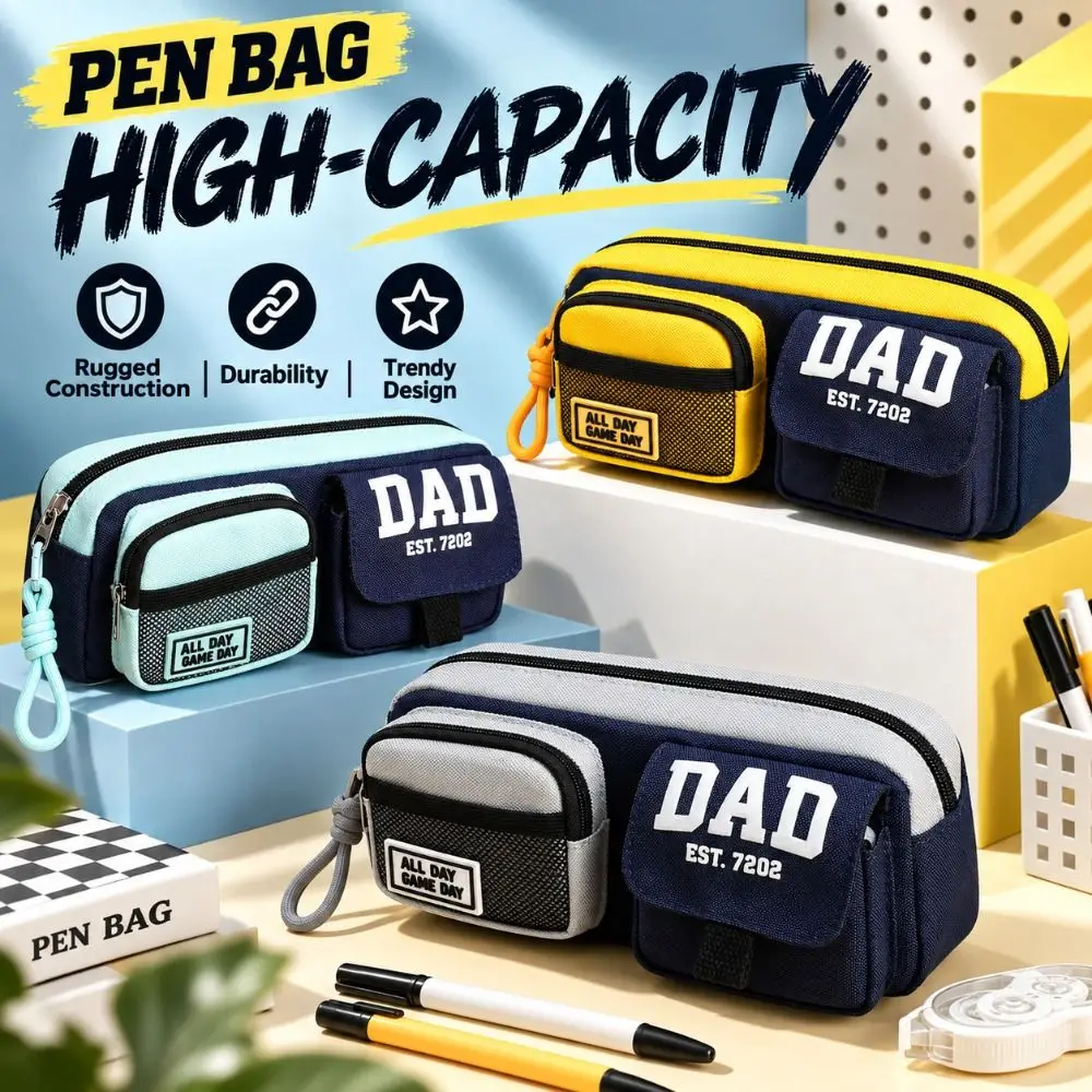 New Oxford Cloth Pencil Case Stain-resistant Multi Pocket Pen Bag Lightweight Large Capacity Stationery Pouch Student School