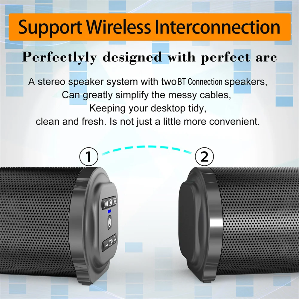 Barra de som tv sistema de som bluetooth alto-falante sem fio subwoofer baixo home theater recarregável lound alto-falante portátil