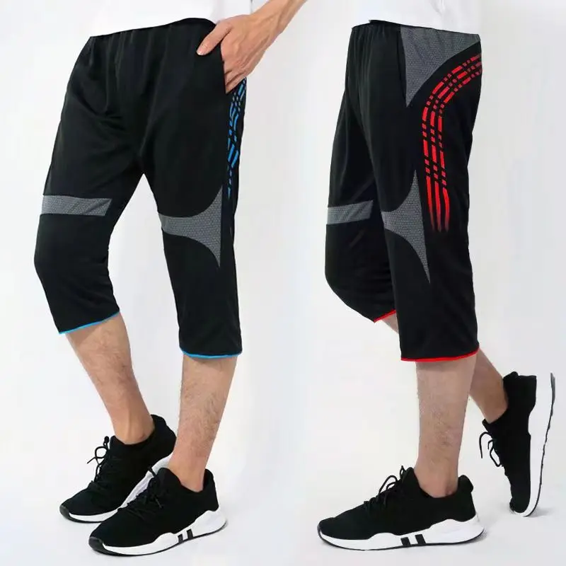 Men Football Soccer Training 3/4 Sport Pants Elasticity Legging Running Pants Athletic Jogging Gym Trousers