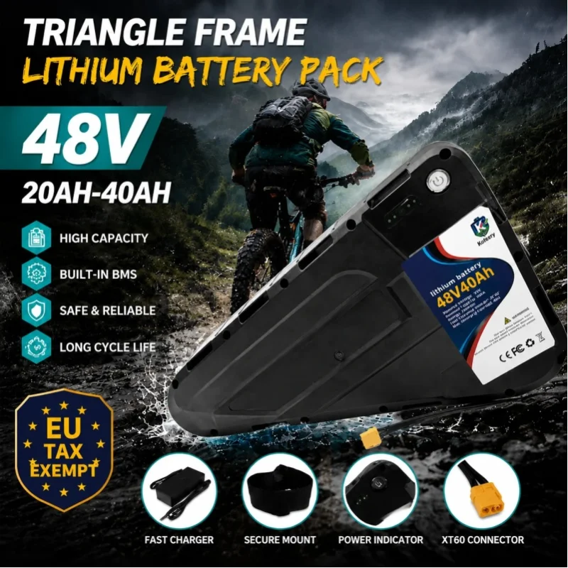48V Hochleistungs-Dreiecksbatterie 20AH-40AH Schnelltransport-Lithium-Akku Wasserdichtes Hartgehäuse Hohe Leistung Unterstützt 350W 500W 750W 1000W E-Scooter E-Bike Batterie