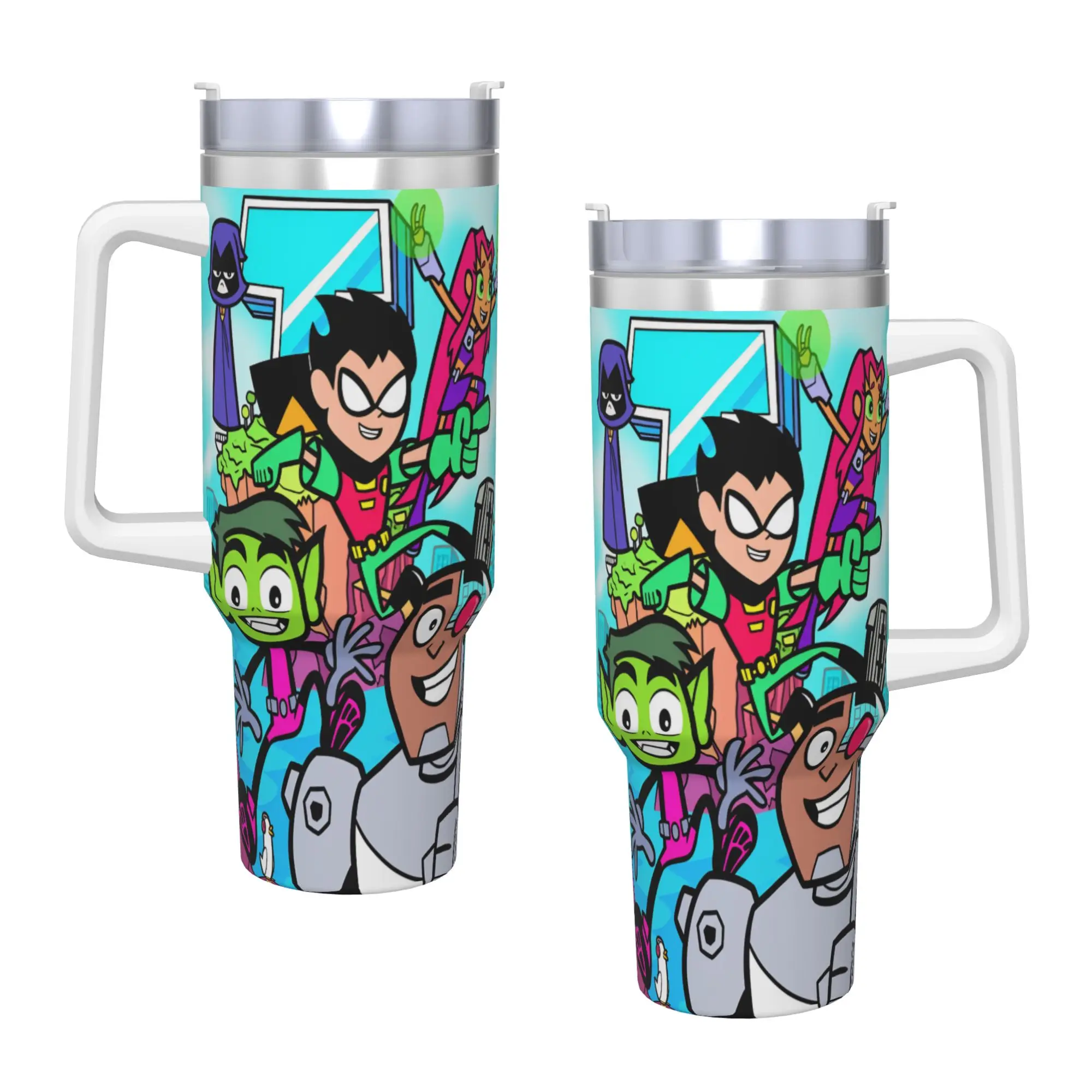ティーンズ-タイタンズ-ゴー-チーム-タンブラー-ホットドリンク-ウォーターボトル-保温-ステンレススチール-コーヒーマグ-プリント入り-トラベルカーマグ