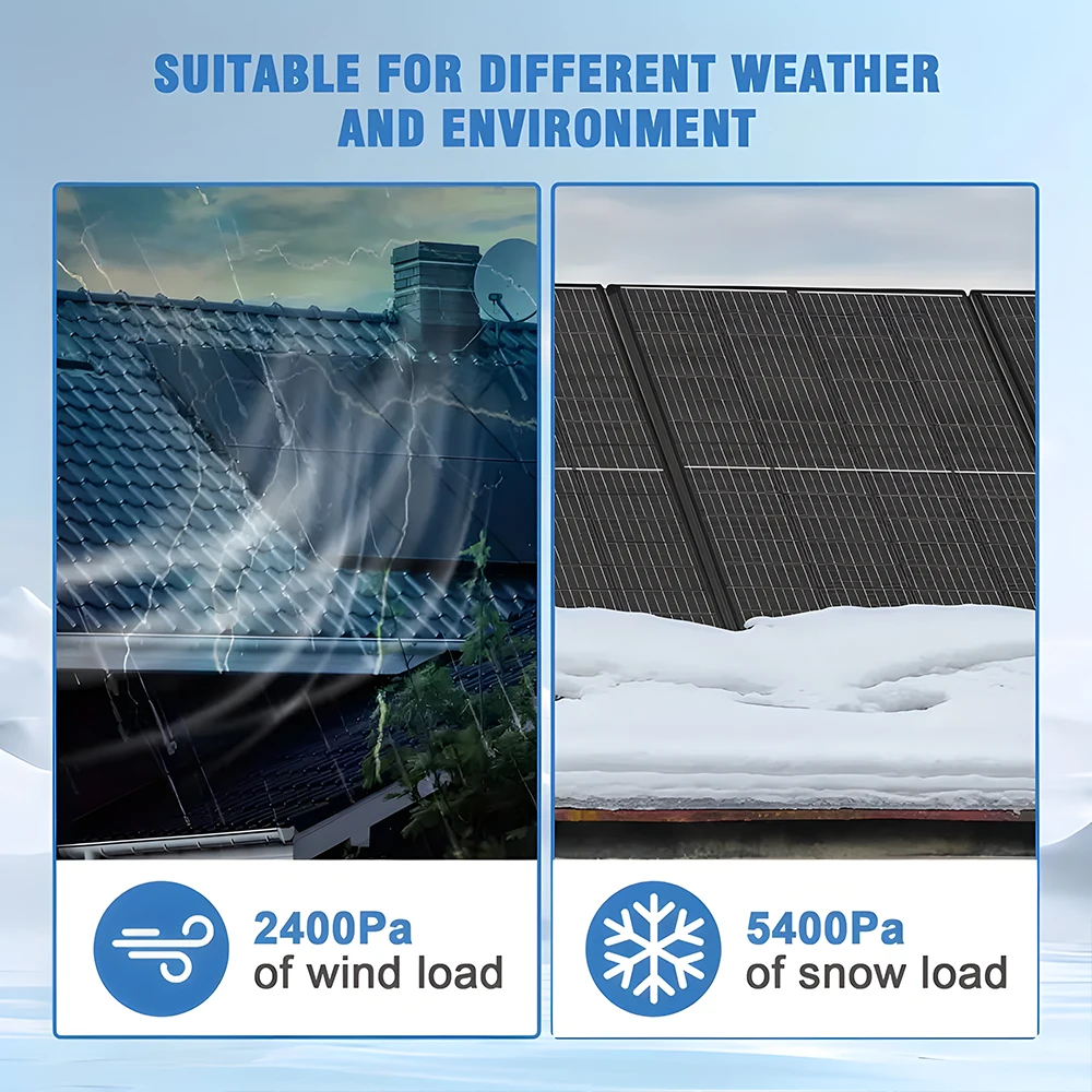 WERCHTAY 200 واط لوحة شمسية أحادية البلورية سوداء عالية الكفاءة مع تقنية مخفية بسبار لشاحنات RVs والمركبات والطاقة المنزلية