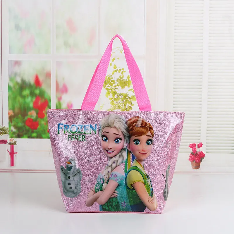 Disney princess children cartoon handbag Frozen Elsa girl gift shoulder high capacity bag PVC package travel storage lady bag