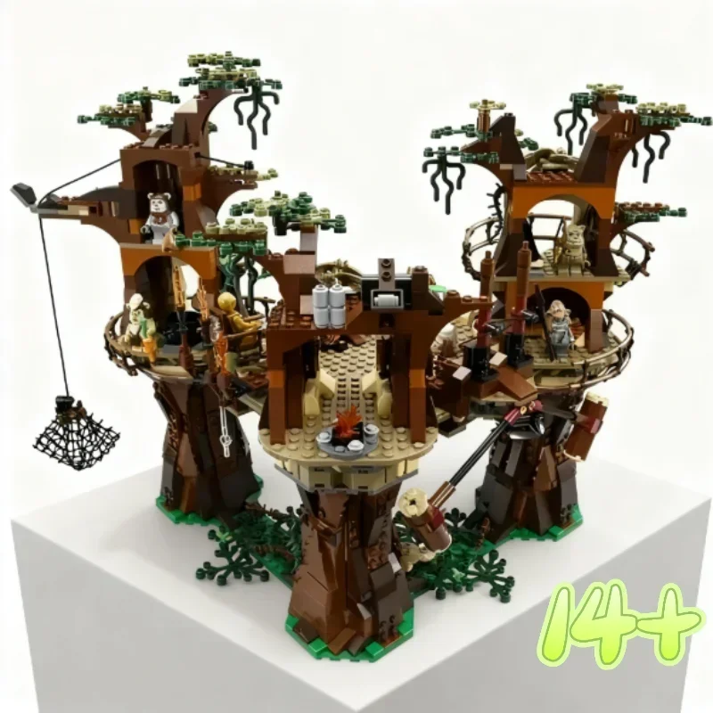 1990PCS Ewok Forest Village Building Block Set, Space Adventure Educational Assembly Kit, Compatible with 10236