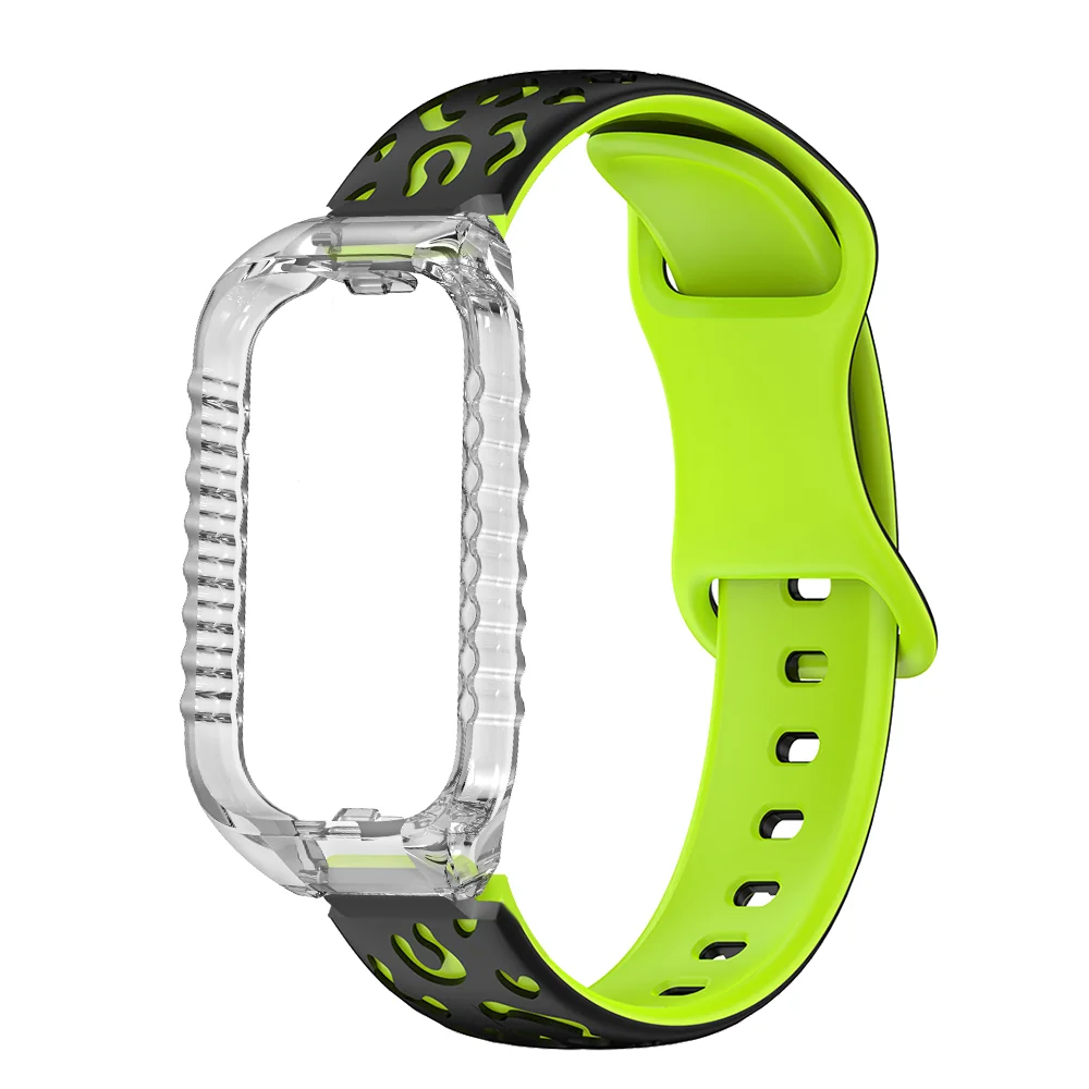 

Leopard Print Watch Strap with Protective Case For Redmi Band 2 Quick Release Breathable Silicone Sport Smart Watchband Unisex