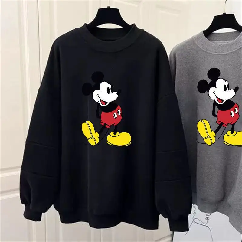 Korean popular clothes Fashion Autumn Cotton Loose O-neck Ins Couple Casual Cartoon Mickey Mouse Print Long Sleeve Sweatshirts