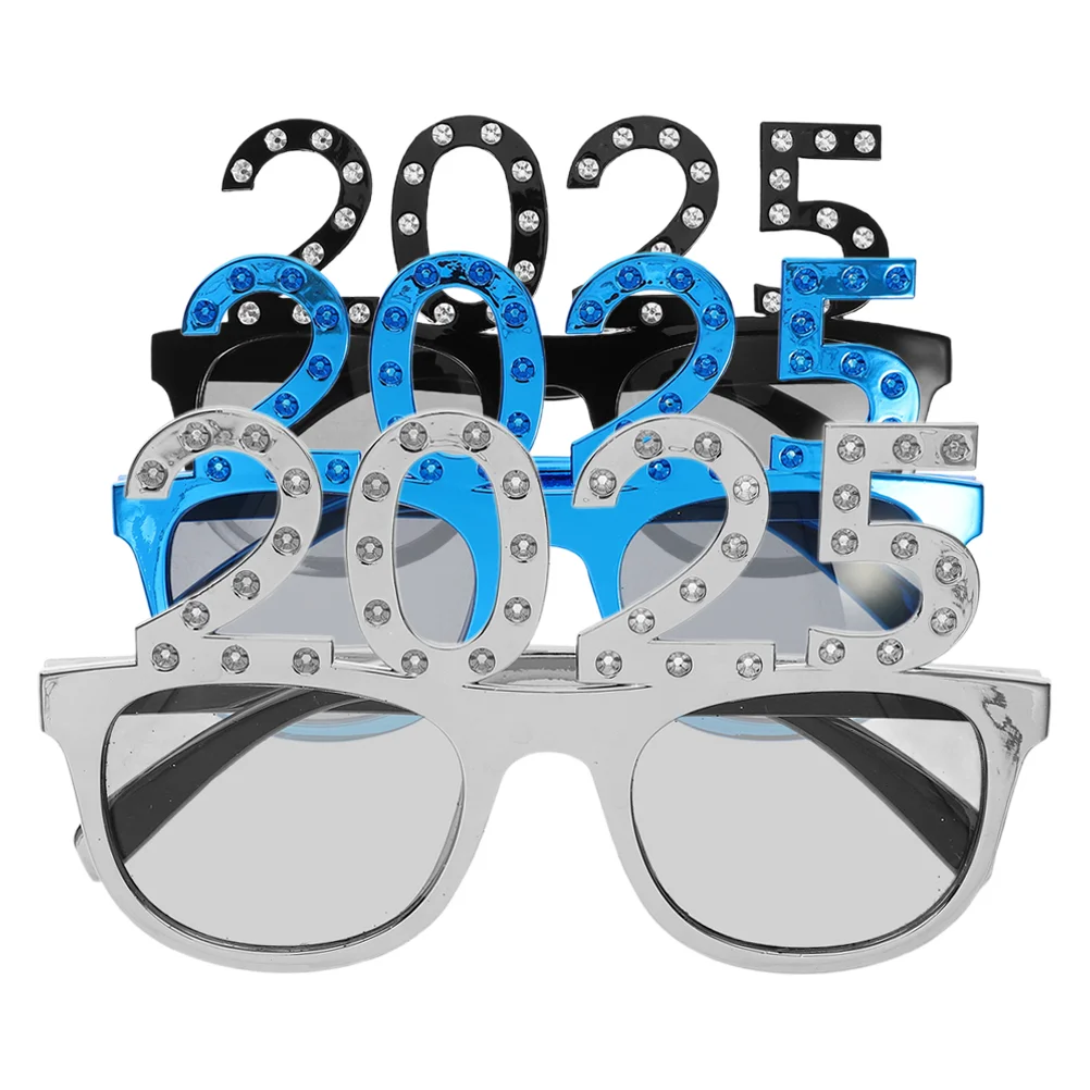 3 Pcs Digital Glasses Party Decor Eyeglasses Modeling New Year Eyewear Plastic 2025 Photo Props