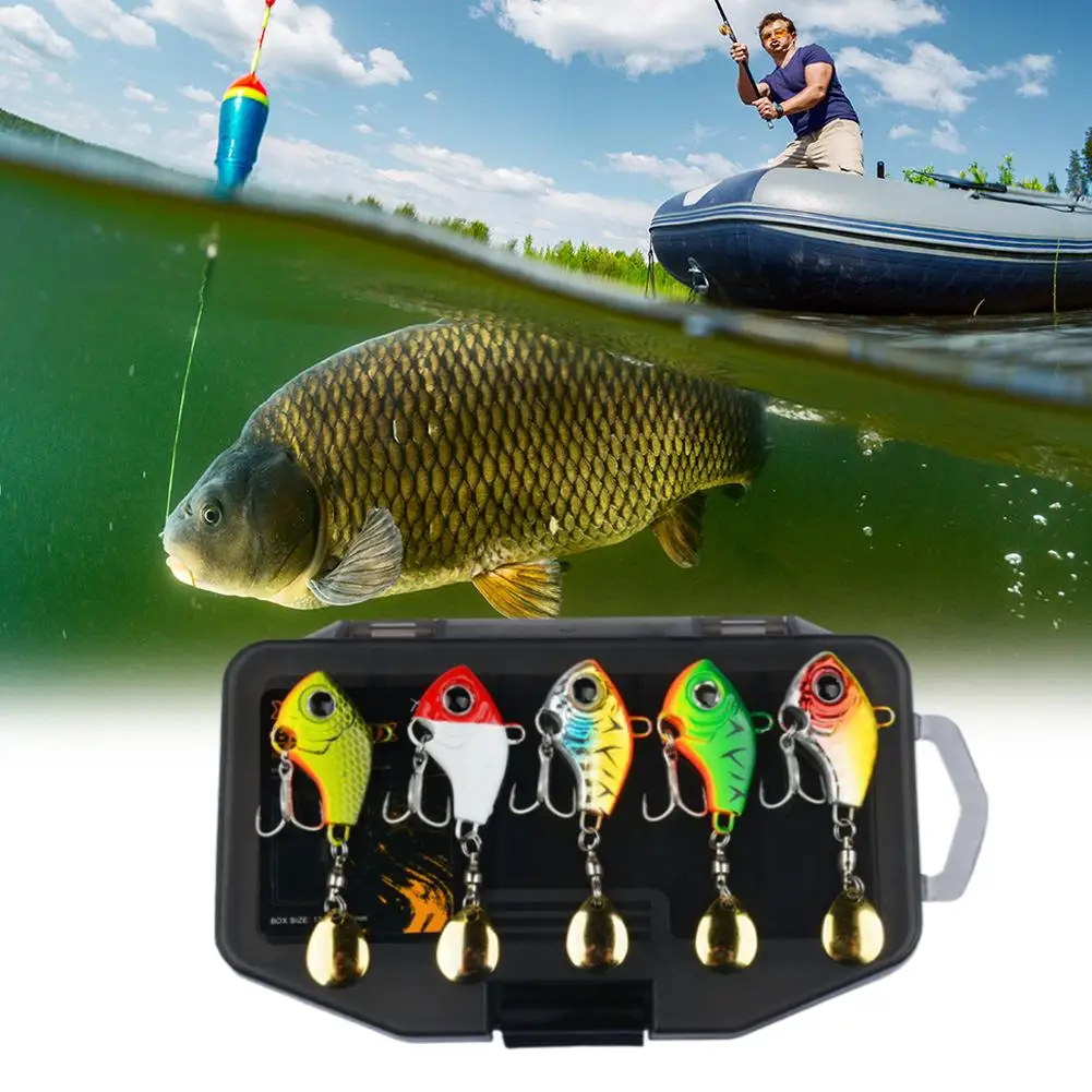 Angelköder 5-teiliges Tackle-Box-Set, Schwanzspinner, Köderguss, Metall-Jig-Klinge, Metall-Angelköder für Hecht, Lachs