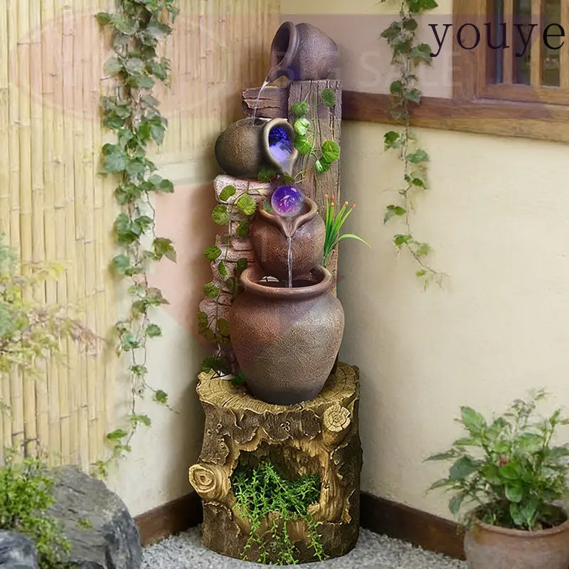 wL N Outdoor courtyard flowing water circulation ceramic pot decoration landscaping balcony floor-to-ceiling feng shui ball foun