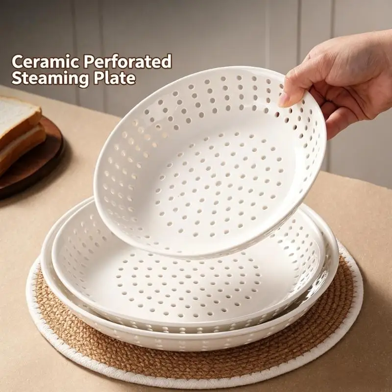 Multipurpose Ceramic Steamer Tray Perfect For Home Cooking And Entertaining Preserves Texture Dishwasher Safe