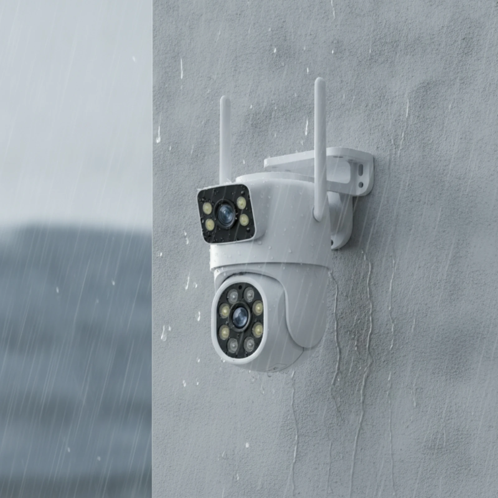 WiFi Camera with Antennas Outdoor Two-lensLens Camera Wireless Compact for Homeowners, Home Entrance, Courtyard