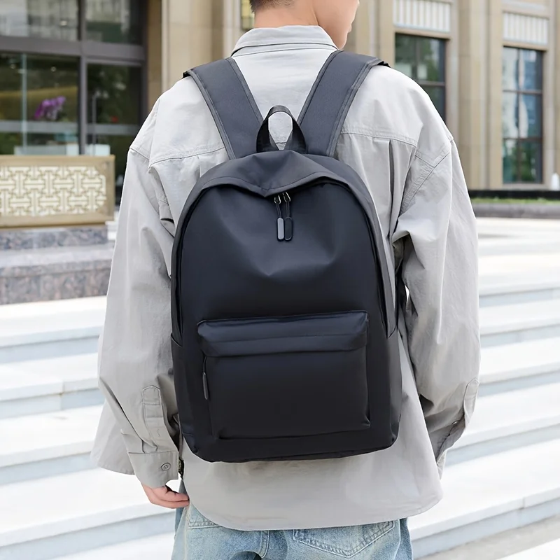 Black Casual Men's Backpack, Large Capacity, Suitable for Business and Commuting, Laptop Bag, Casual and Simple Style, Perfect F